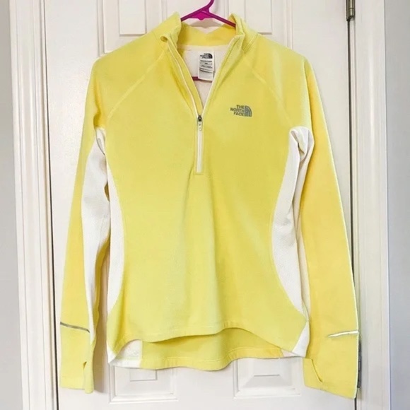 The North Face Tops - Women's North Face Yellow/White 3/4 Zip Fleece - MEDIUM